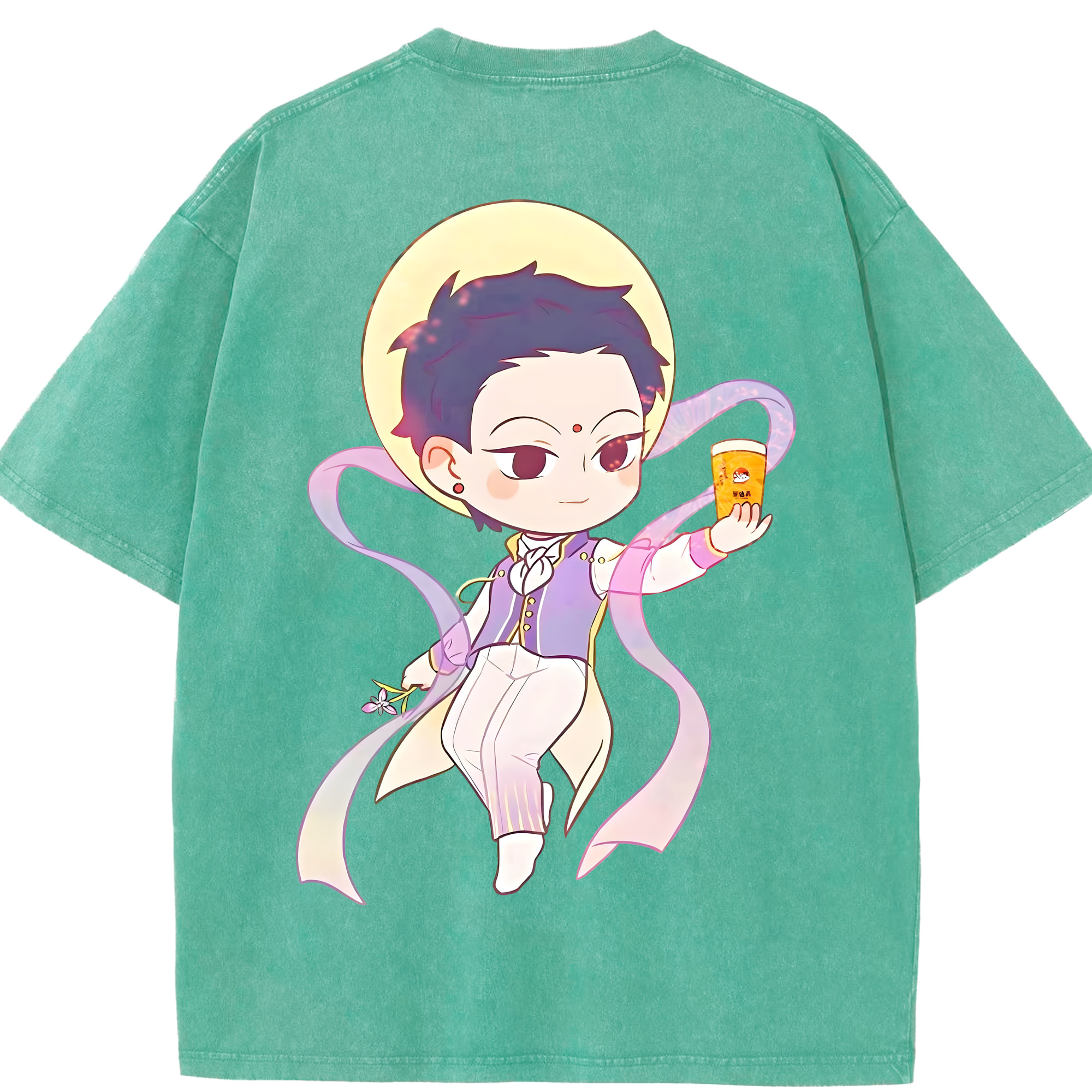 （画像用） Ne Zha 2 ナタ 魔童の大暴れ 綿100% ヴィンテージ風 半袖Tシャツ（背面プリント）